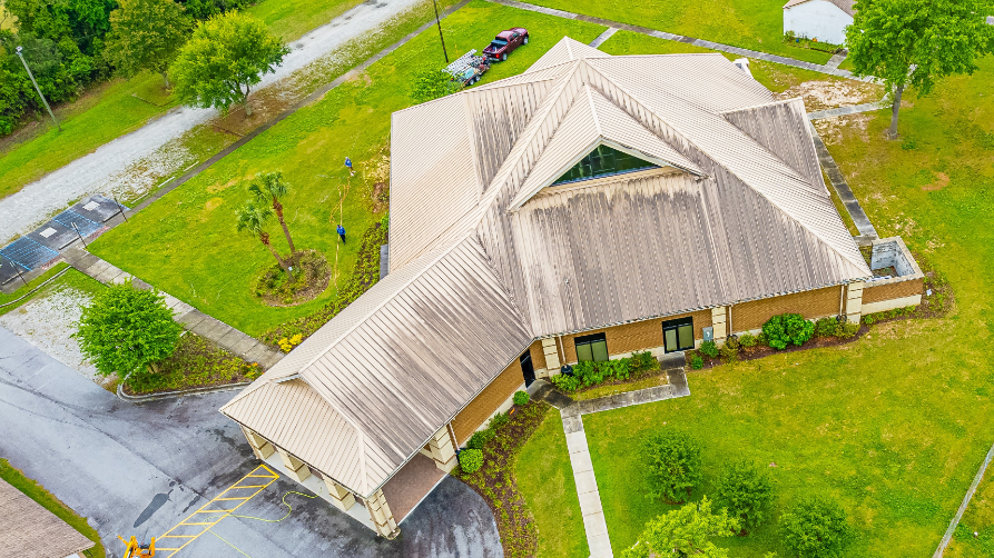 Cleaning a Metal Church Roof in Savannah, GA