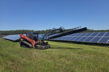 Solar farm panel cleaning